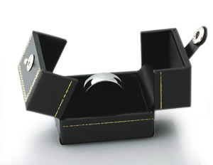 black leather ring box